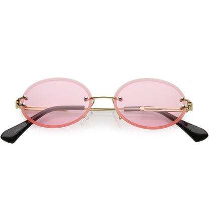 Retro Small Round Oval Color Tone Rimless Sunglasses C757