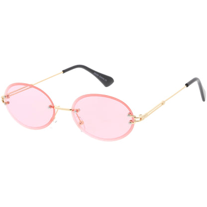 Retro Small Round Oval Color Tone Rimless Sunglasses C757