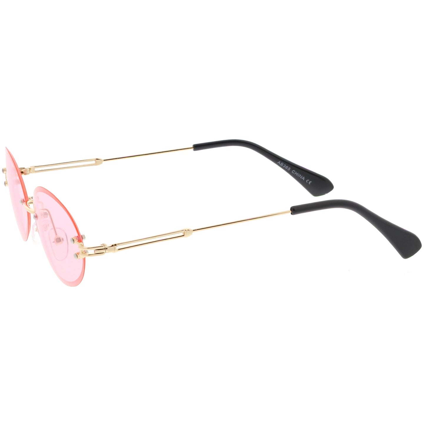 Retro Small Round Oval Color Tone Rimless Sunglasses C757