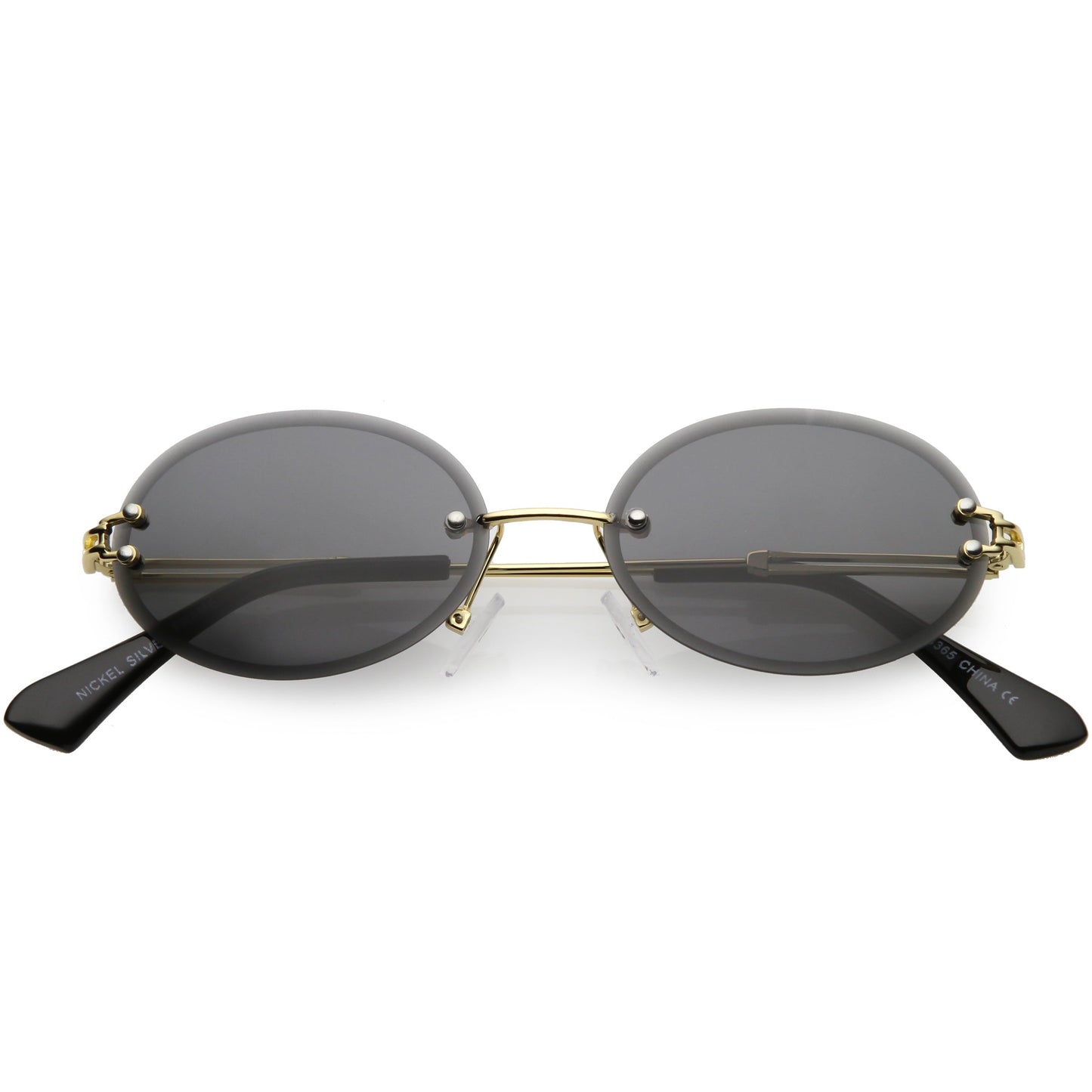 Retro Small Round Oval Color Tone Rimless Sunglasses C757