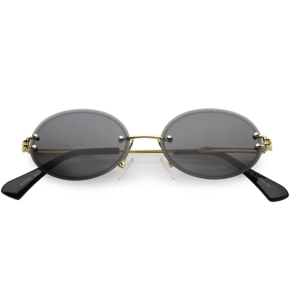 Retro Small Round Oval Color Tone Rimless Sunglasses C757