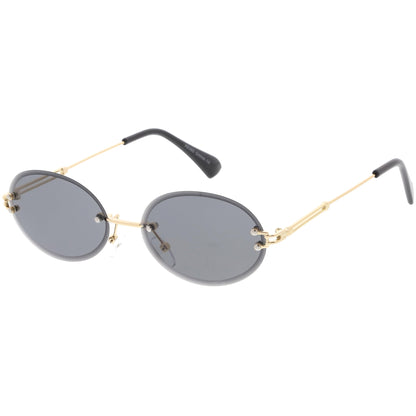 Retro Small Round Oval Color Tone Rimless Sunglasses C757