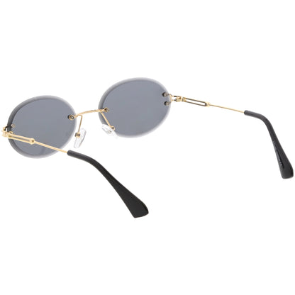 Retro Small Round Oval Color Tone Rimless Sunglasses C757