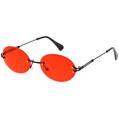Retro Small Round Oval Color Tone Rimless Sunglasses C757
