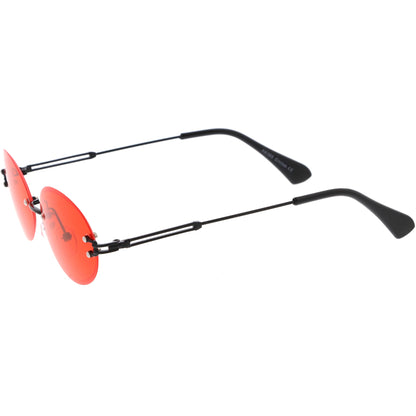 Retro Small Round Oval Color Tone Rimless Sunglasses C757