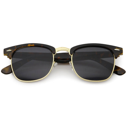Classic Square Neutral Colored Lenses Horn Rimmed Sunglasses C771