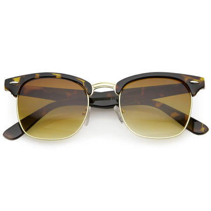 Classic Square Neutral Colored Lenses Horn Rimmed Sunglasses C771