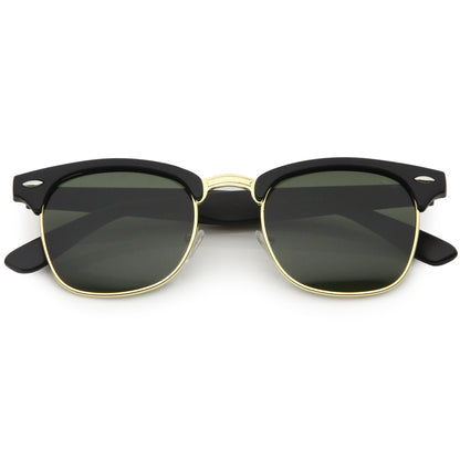 Classic Square Neutral Colored Lenses Horn Rimmed Sunglasses C771