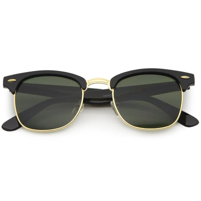 Classic Square Neutral Colored Lenses Horn Rimmed Sunglasses C771
