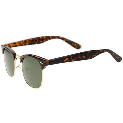 Classic Square Neutral Colored Lenses Horn Rimmed Sunglasses C771