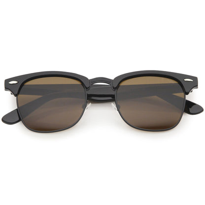 Classic Square Neutral Colored Lenses Horn Rimmed Sunglasses C771