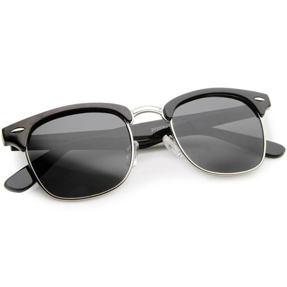 Polarized Horn Rimmed Semi Rimless Sunglasses Square Lens C773