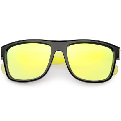 Radical Retro Skater Horned Rim Flash Mirrored Sunglasses C787