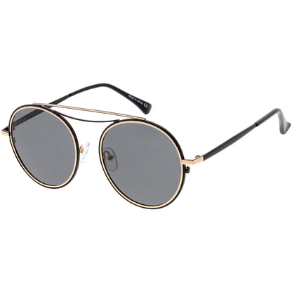 Retro Polarized Round Metal Aviator Mirrored Lens Sunglasses C821