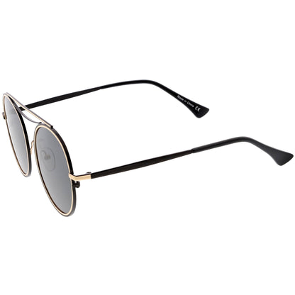 Retro Polarized Round Metal Aviator Mirrored Lens Sunglasses C821