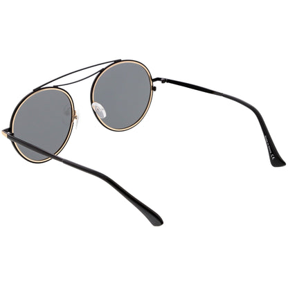 Retro Polarized Round Metal Aviator Mirrored Lens Sunglasses C821