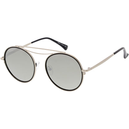 Retro Polarized Round Metal Aviator Mirrored Lens Sunglasses C821
