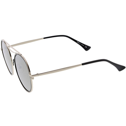 Retro Polarized Round Metal Aviator Mirrored Lens Sunglasses C821