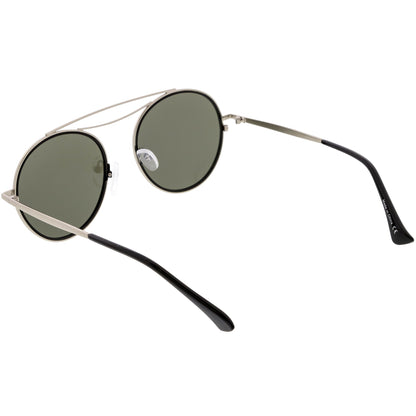 Retro Polarized Round Metal Aviator Mirrored Lens Sunglasses C821