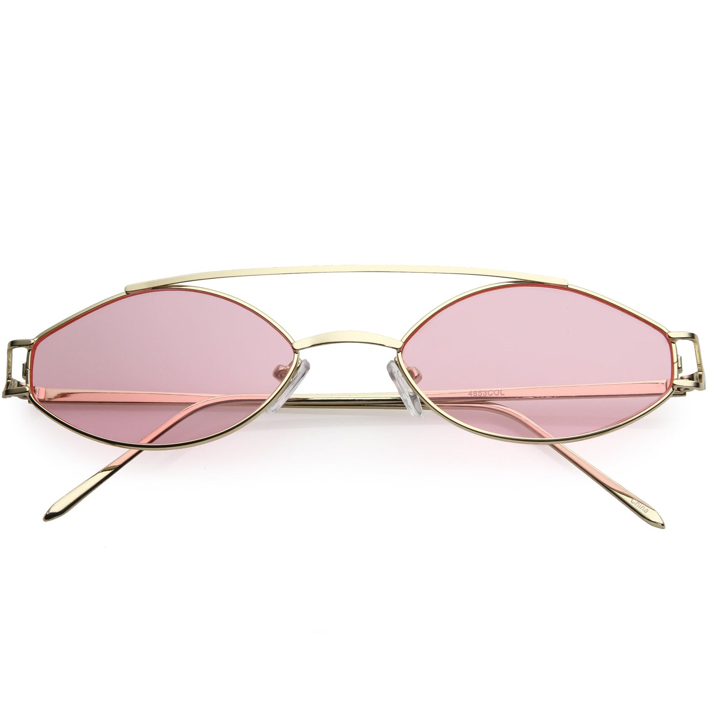 Retro Modern Small Metal Oval Crossbar Color Tone Lens Sunglasses C944