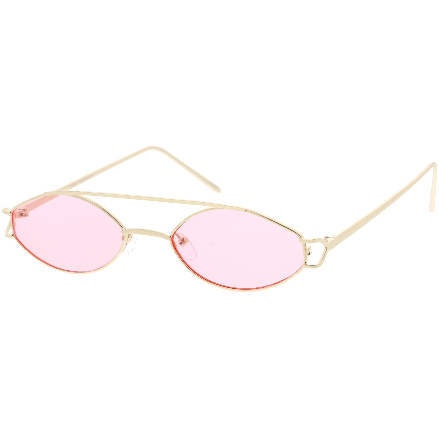 Retro Modern Small Metal Oval Crossbar Color Tone Lens Sunglasses C944
