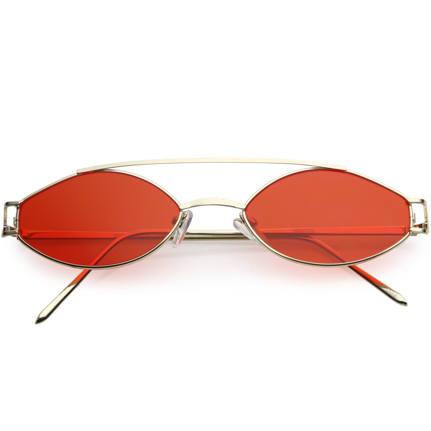 Retro Modern Small Metal Oval Crossbar Color Tone Lens Sunglasses C944