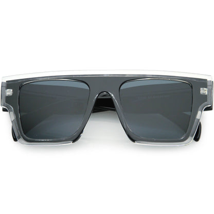 Colorful Translucent Frame Flat Top Retro Rectangle Sunglasses C964