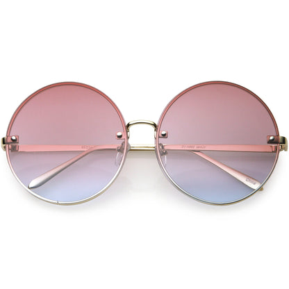 Women's Oversize Round Rimless Color Two Tone Sunglasses C985