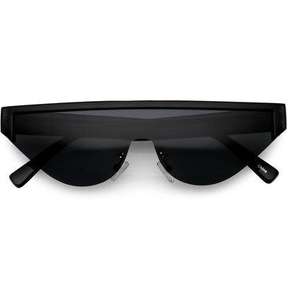 Bold Color Trim Flat Top Futuristic Semi Rimless Cat Eye Shield Sunglasses C999