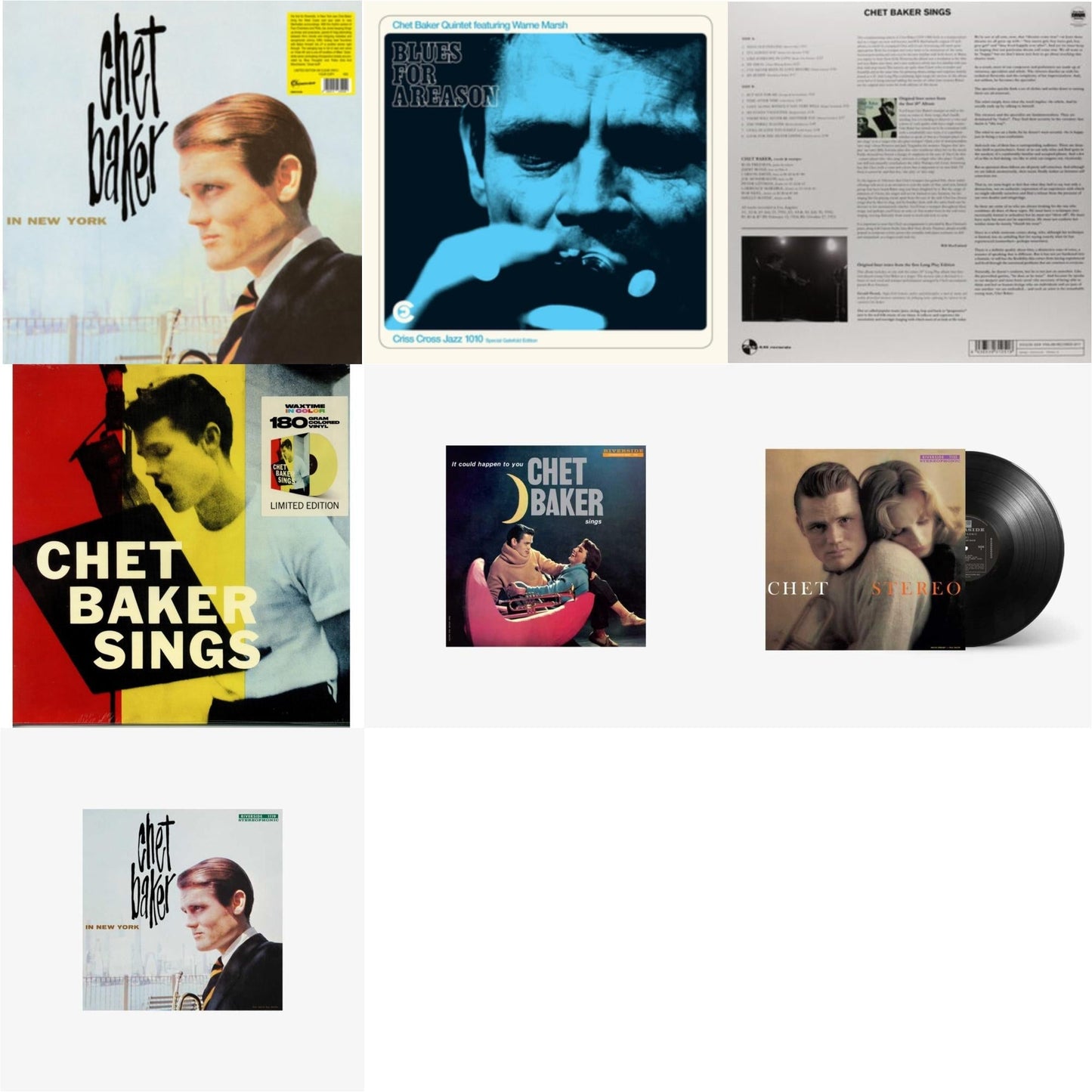 Chet Baker - In New York (Clear LP Vinyl) & Blues For A Reason (Feat. Warne Marsh) & Sings & Sings (180G/Limited/Yellow LP Vinyl) & Chet Baker Sings: It Could Happen To You & Chet & Chet Baker In New York