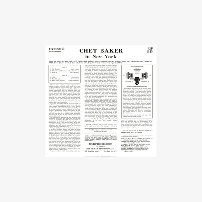 Chet Baker In New York (180g LP) Vinyl Record