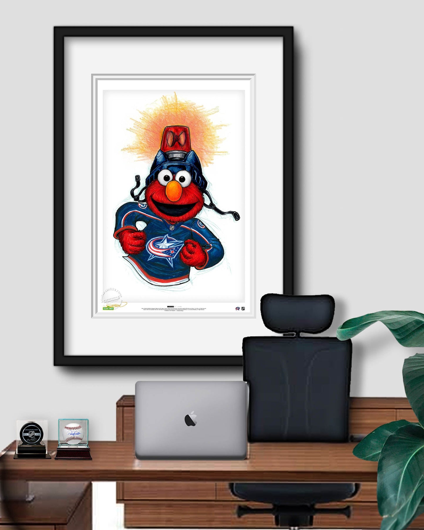 Elmo Loves Goals! x NHL Blue Jackets Limited Edition Art Print