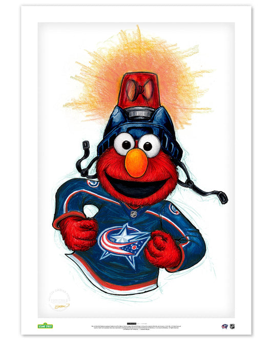 Elmo Loves Goals! x NHL Blue Jackets Limited Edition Art Print