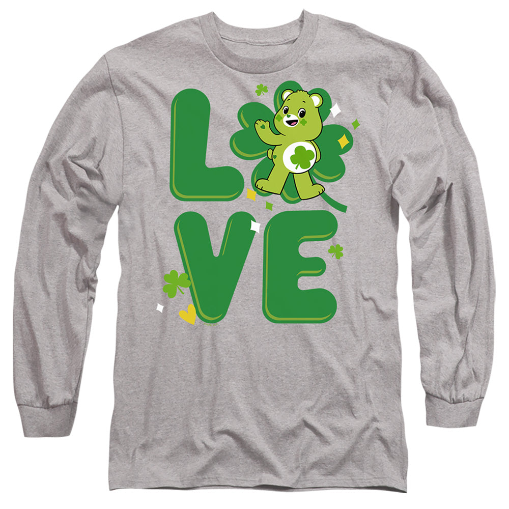 Care Bears: Unlock The Magic Good Luck Bear Love St. Patrick'S Day Mens Long Sleeve Shirt Athletic Heather Officially Licensed