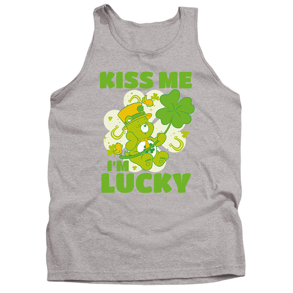 Care Bears Kiss Me I'M Lucky St. Patrick'S Day Good Luck Bear Mens Tank Top Shirt Athletic Heather