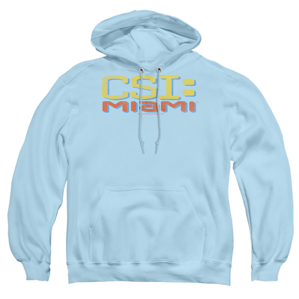Csi Miami Logo Distressed Mens Hoodie Light Blue Officially Licensed
