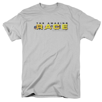 Amazing Race Running Logo Mens T Shirt Silver