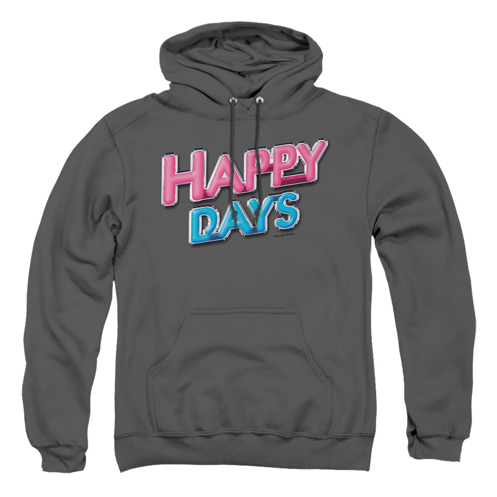 Happy Days Happy Days Logo Mens Hoodie Charcoal Officially Licensed