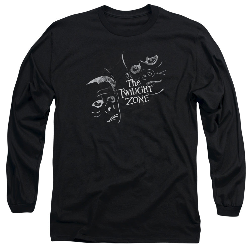 Twilight Zone Strange Faces Mens Long Sleeve Shirt Black Officially Licensed
