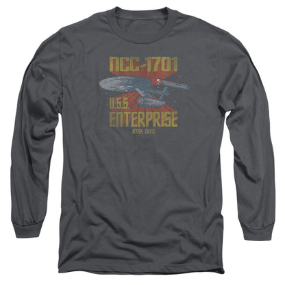 Star Trek Ncc1701 Mens Long Sleeve Shirt Charcoal Officially Licensed Officially Licensed