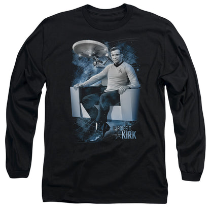 Star Trek Captains Chair Mens Long Sleeve Shirt Black Officially Licensed Officially Licensed