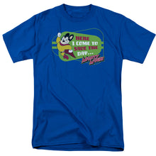 Load image into Gallery viewer, Mighty Mouse Here I Come Mens T Shirt Royal Blue