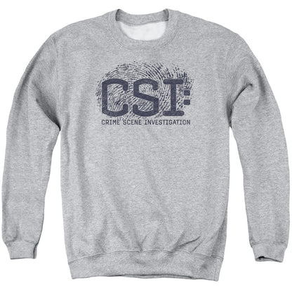 Csi Distressed Logo Mens Crewneck Sweatshirt Athletic Heather Officially Licensed