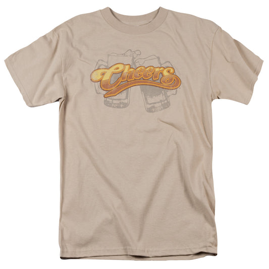 Cheers Beer Mugs Mens T Shirt Sand