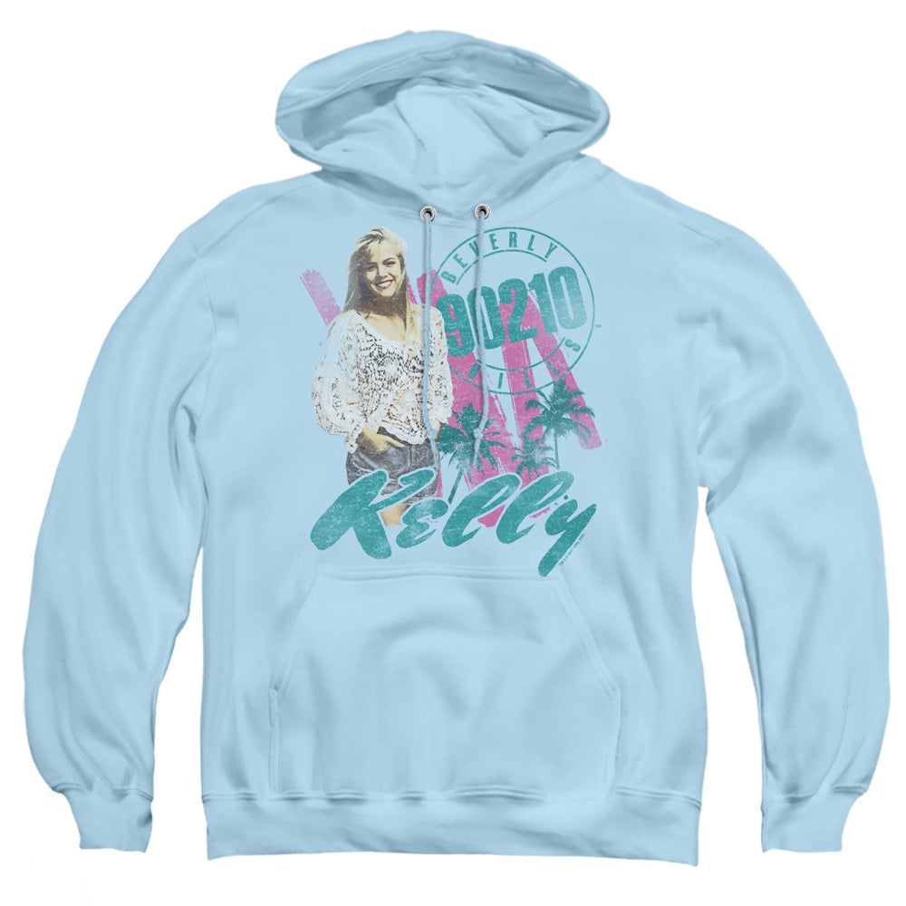 90210 Kelly Vintage Mens Hoodie Light Blue Officially Licensed