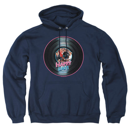 Happy Days On The Record Mens Hoodie Navy Officially Licensed