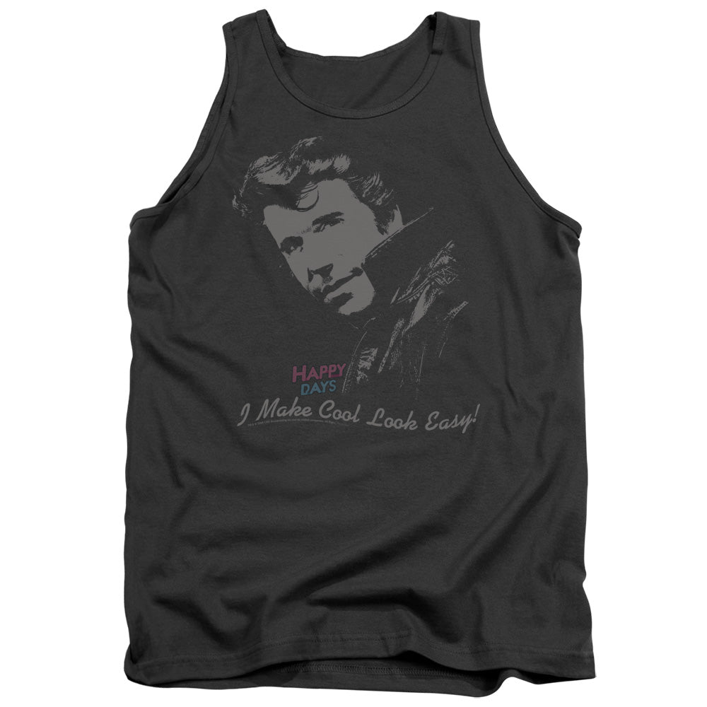 Happy Days Cool Fonz Mens Tank Top Shirt Charcoal