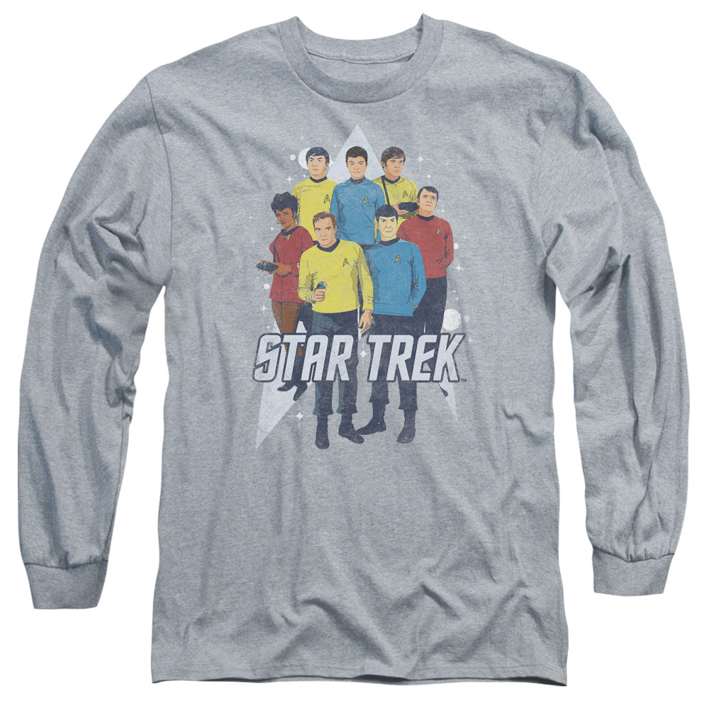 Star Trek Here Here Mens Long Sleeve Shirt Athletic Heather Officially Licensed Officially Licensed