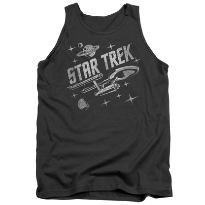 Star Trek Through Space Mens Tank Top Shirt Charcoal