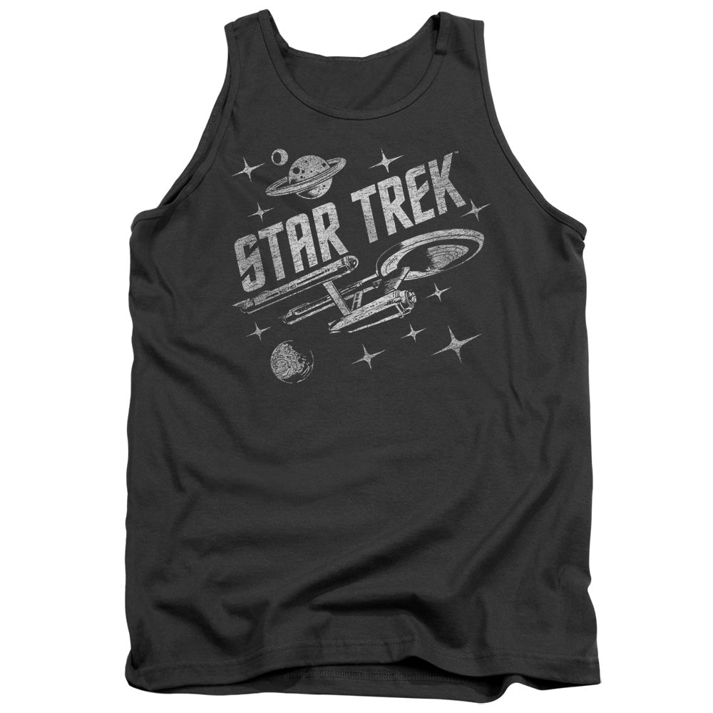 Star Trek Through Space Mens Tank Top Shirt Charcoal